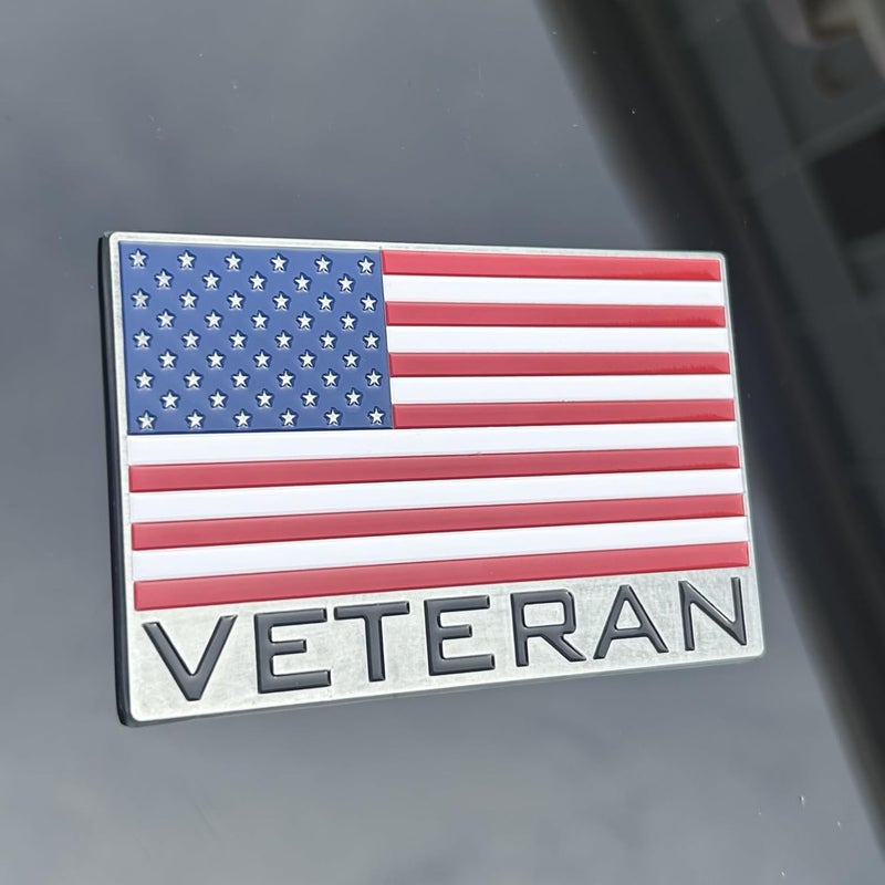 LWQLZY Veteran American Flag 3D Metal Decal – USA Patriotic Enamel Emblem with 3M Adhesive – Military US Army Navy Air Force Marine Corps Sticker for Car, Truck, Motorcycle, Luggage, Window (US Flag) - Image 2